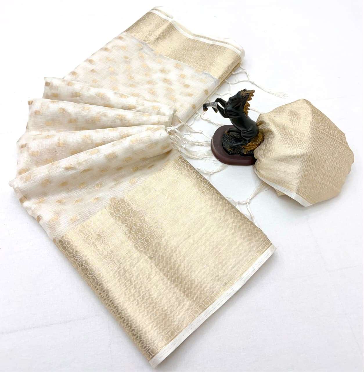 White colour Uniform Special wear Collection comfortable Pure Soft Kota Doriya Fabric saree wholesale in surat 